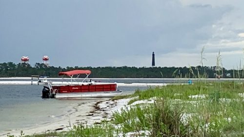 a small boat in a body of water