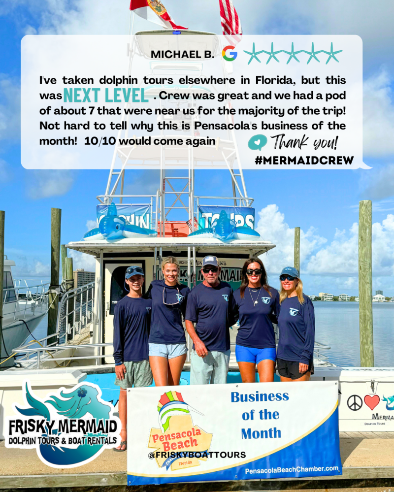 Mermaid Crew with Business of the Month banner